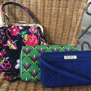Bundle Vera Bradley Mini Frame Purse, Microfiber Wristlet & Accordion Wallet